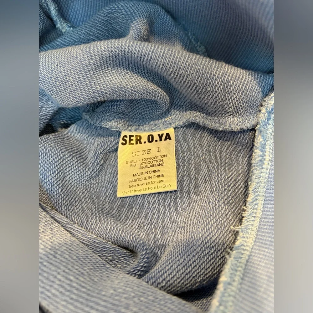 SER.O.YA Size:L Women Rory Blue Hoodie Sweatshirt Dress 100% Cotton - Picture 7 of 14